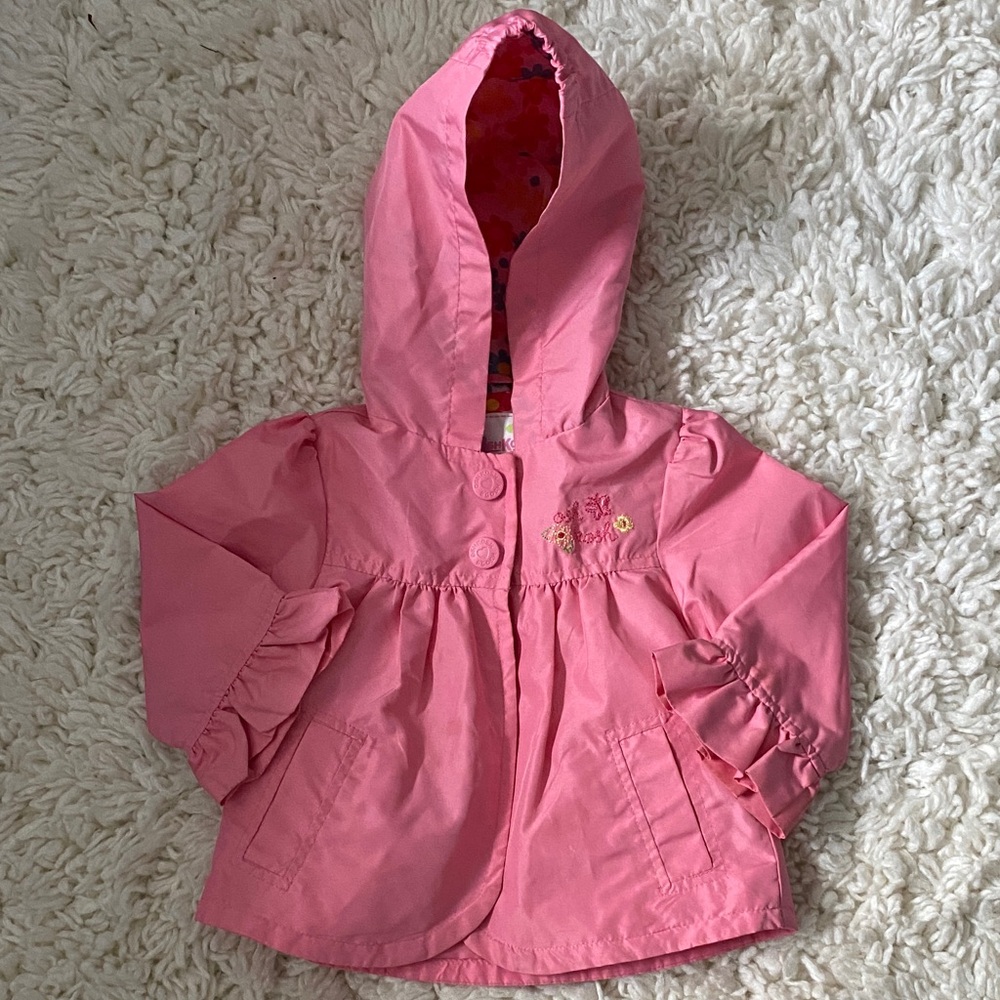 OshKosh B'gosh girls size 12mo pink hooded light jacket ¥